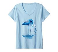 Femme Héron Bleu attrapant des Poissons Observant Les Oiseaux Observation des Oiseaux T-Shirt avec Col en V