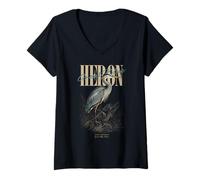 Femme Héron Bleu Vintage Observation des Oiseaux Nature Amour Oiseaux T-Shirt avec Col en V