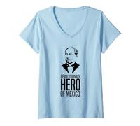Femme Héros de la révolution Mexicaine - Journée Benito Juarez T-Shirt avec Col en V