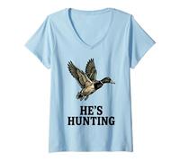 Femme He's Hunting Camo Target Vintage Canard Canard Hunter Wife T-Shirt avec Col en V