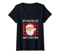 Femme He's on The List It's Not Mine Santa Naughty List Christmas T-Shirt avec Col en V