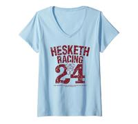 Femme Hesketh Racing UK Mascotte du Plus Grand Champion Logo de l'équipe 24 rétro T-Shirt avec Col en V