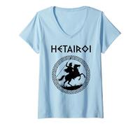 Femme Hetairoi Alexandre Le Grand Compagnon de Cavalerie T-Shirt avec Col en V