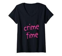 Femme Heure du Crime T-Shirt avec Col en V