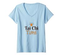 Femme Heure du Tai Chi T-Shirt avec Col en V