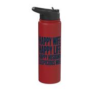 Femme heureuse, vie heureuse, mari heureux, épouse suspecte, marine Stainless Steel Insulated Water Bottle