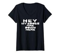 Femme Hey My Boobs are Down Here T-Shirt avec Col en V