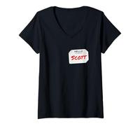 Femme Hi My Name is Scott Lazy Costume pour fêtes T-Shirt avec Col en V