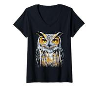 Femme Hibou Chouette effraie Hibou Grand-duc Owl Doux hiboux T-Shirt avec Col en V