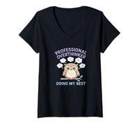 Femme Hibou Professionnel Qui Fait Mon Meilleur Kawaii T-Shirt avec Col en V