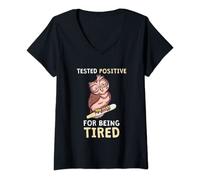 Femme Hibou testé positif à une infirmière de nuit fatiguée T-Shirt avec Col en V