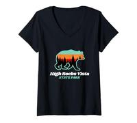 Femme High Rocks Vista Pennsylvania Ours de randonnée en famille T-Shirt avec Col en V