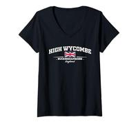 Femme High Wycombe England T-Shirt avec Col en V