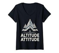 Femme Higher Altitude Design Montagne Randonnee T-Shirt avec Col en V