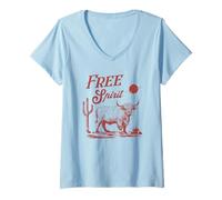 Femme Highland Cows Free Spirit T-Shirt avec Col en V