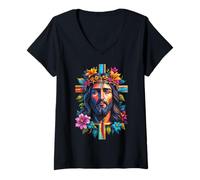 Femme Hijo de Dios, Rey de Reyes y Señor de señores, Cristo Rey T-Shirt avec Col en V