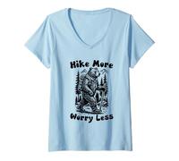 Femme Hike More Worry Less Funny Cub Scouts BSA Hiking Bear T-Shirt avec Col en V