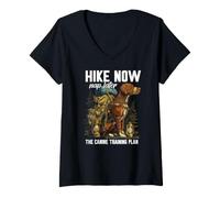 Femme Hike Now Nap Later The Canine Training Plan T-Shirt avec Col en V