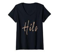 Femme Hilo Hawaï Design Vintage élégant T-Shirt avec Col en V