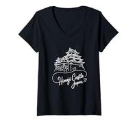 Femme Himeji Castle, Japan Signature Heart Art - Souvenir T-Shirt avec Col en V