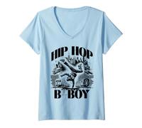Femme Hip Hop B-Boy (Breakdance dans Le Bronx) T-Shirt avec Col en V