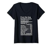 Femme Hip Hop Nutrition Facts Concert Rap Musique Joke Party Casual T-Shirt avec Col en V