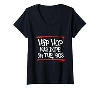 Femme Hip Hop Was Dope in The 90-80s 90s Old School Hip Hop T-Shirt avec Col en V