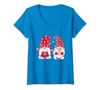 Femme Hippie Nains Love GNOME Nain De Jardin T-Shirt avec Col en V, Saphir, S