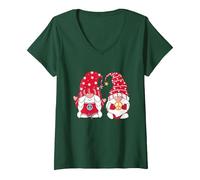 Femme Hippie Nains Love GNOME Nain De Jardin T-Shirt avec Col en V, Vert Forêt, S