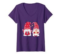 Femme Hippie Nains Love GNOME Nain De Jardin T-Shirt avec Col en V, Violet, S