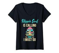 Femme Hippie Soul m'appelle et Je Dois Devenir Hippie T-Shirt avec Col en V