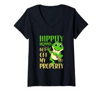 Femme Hippity Hoppity Sortez de ma propriété Funny Frog T-Shirt avec Col en V
