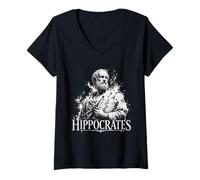 Femme Hippocrate Icône de médecine Grecque Antique T-Shirt avec Col en V