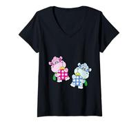 Femme Hippopotame Boules de Sapin de Noël drôles et Mignonnes T-Shirt avec Col en V