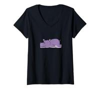 Femme Hippopotame endormi T-Shirt avec Col en V