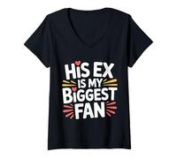 Femme His Ex is My Biggest Fan Sassy Confidence Line - T-Shirt avec Col en V