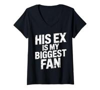 Femme His Ex is My Biggest Fan Sassy Confidence Line - T-Shirt avec Col en V