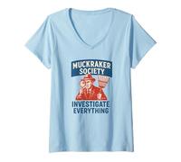 Femme Histoire américaine de Muckraker Society T-Shirt avec Col en V
