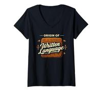 Femme Histoire de Babylone cunéiforme sumérienne Mésopotamie Antique T-Shirt avec Col en V