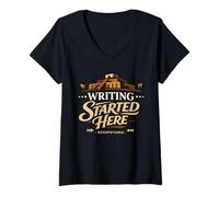 Femme Histoire de Babylone cunéiforme sumérienne Mésopotamie Antique T-Shirt avec Col en V