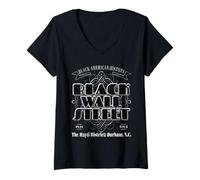 Femme Histoire de Black Wall Street Hayti District Durham NC T-Shirt avec Col en V