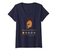 Femme Histoire de la Grèce Ancienne - Bataille du Marathon - Grec T-Shirt avec Col en V, Bleu Marine, S