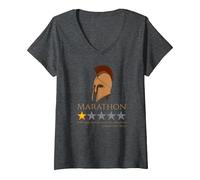Femme Histoire de la Grèce Ancienne - Bataille du Marathon - Grec T-Shirt avec Col en V, Chiné Foncé, M