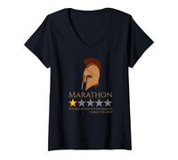 Femme Histoire de la Grèce Ancienne - Bataille du Marathon - Grec T-Shirt avec Col en V, Noir, XXL