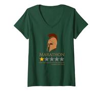Femme Histoire de la Grèce Ancienne - Bataille du Marathon - Grec T-Shirt avec Col en V, Vert Forêt, S