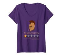 Femme Histoire de la Grèce Ancienne - Bataille du Marathon - Grec T-Shirt avec Col en V, Violet, M