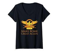 Femme Histoire de la Rome Antique L'aigle Romain redonne de la Grandeur à Rome T-Shirt avec Col en V