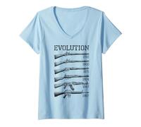 Femme Histoire des Armes à feu Militaires Évolution des Armes à feu T-Shirt avec Col en V