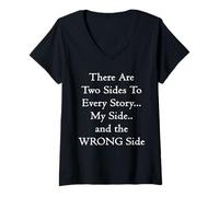 Femme Histoire des Deux côtés drôle T-Shirt avec Col en V