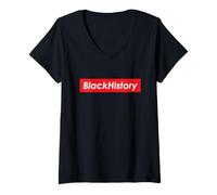 Femme Histoire des Noirs pour Le Mois de la Culture du Patrimoine T-Shirt avec Col en V